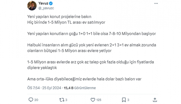 5 milyon TL ye kadar olan evlerde arz az, talep çok: Konut fiyatlarında dibe yaklaştık!