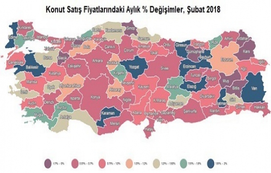 Satılık konut fiyat endeksi Şubat ta yüzde 0,85 arttı!