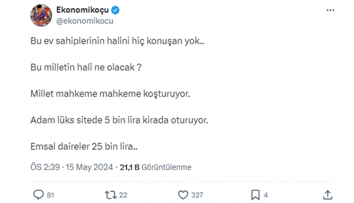 Emsali 25 bin TL olan lüks sitede 5 bin TL ye oturan kiracı var! Ev sahiplerinin hali ne olacak? 