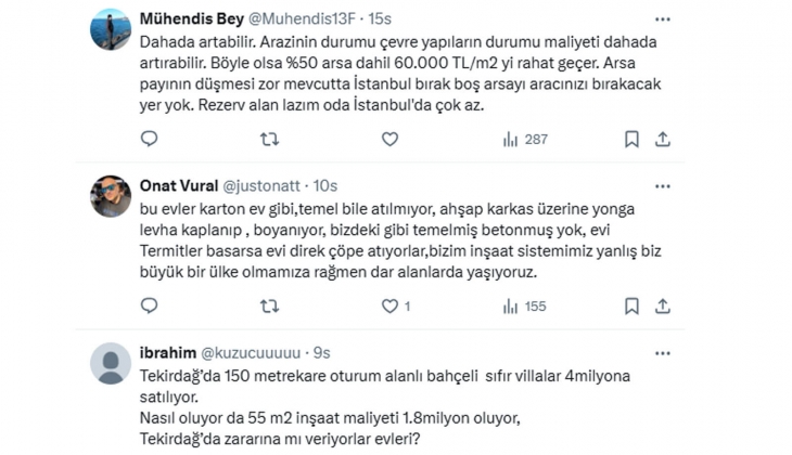 İnşaat Mühendisi konutta arsa payına dikkat çekti: Yüzde 25 arsa payıyla 4.5 milyon TL lik evin fiyatı 3 milyon olurdu!