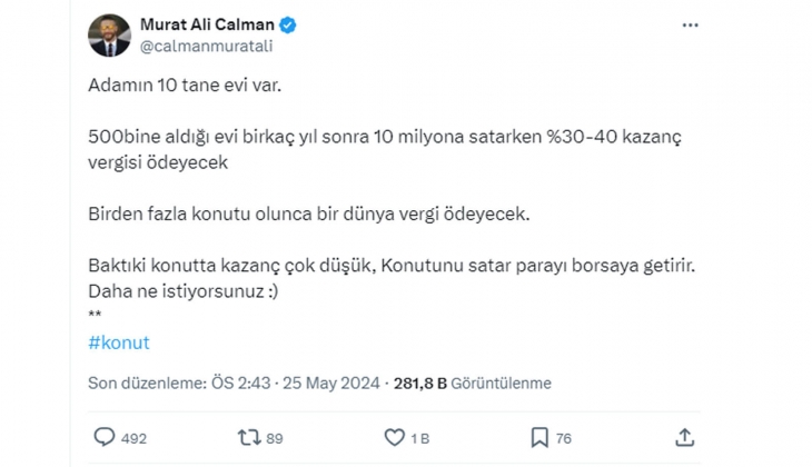 500 bin TL ye alınan ev satılırken, yüzde 30-40 oranında kazanç vergisi ödenecek!