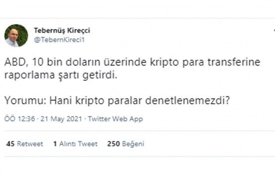 ABD den 10 bin dolar üstü kripto para transferine rapor şartı!