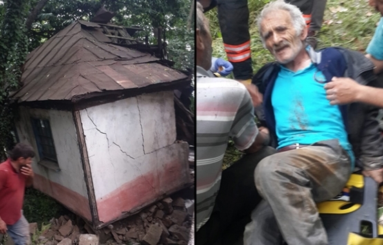 Trabzon'da ev çöktü! Ölümden şans eseri kurtuldu!