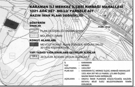 Karaman da hazineye ait alanın imar değişikliği onaylandı!
