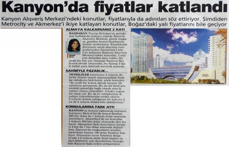 2006 yılında Kanyon da fiyatlar katlandı!