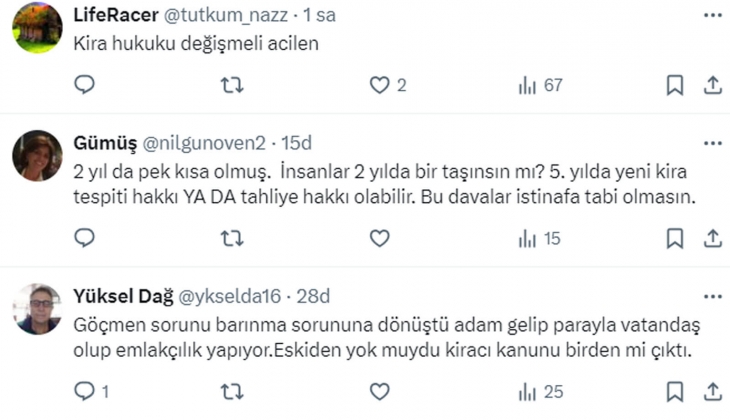 Ev sahiplerine her 2 yıl sonunda kiracıyı evden çıkarma hakkı verilmeli! 