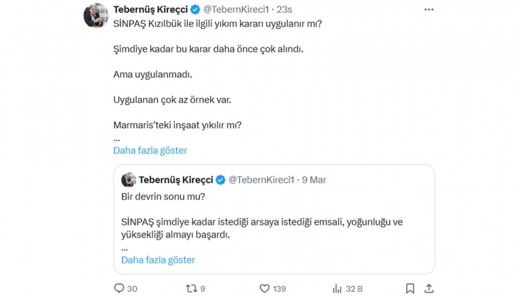 Tebernüş Kireçci: Sinpaş Kızılbük devre mülk projesi için yıkım kararı alınır ama uygulanmaz, açılış gecikir! 