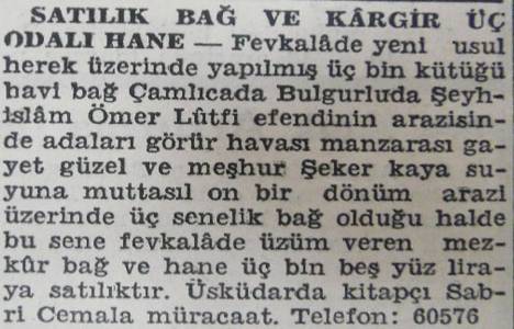 1941 yılında Bulgurlu'da 11 dönüm arazi 3 bin 500 liraya satılacakmış!