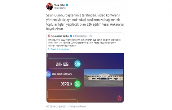 Ankara da 326 eğitim tesisinin açılışı yapılacak!