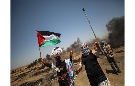 Filistinlilerden İsrail’in Yahudi yerleşim birimi inşa faaliyetlerine karşı gösteri!