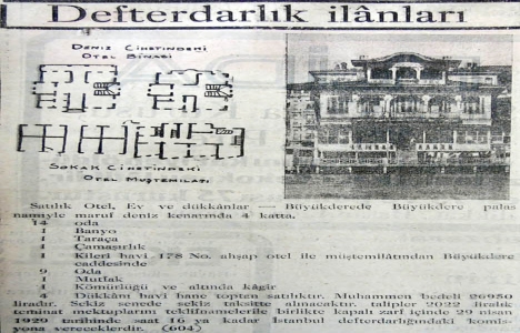 1929 yılında Büyükdere Palas 26.950 liraya satılacakmış!