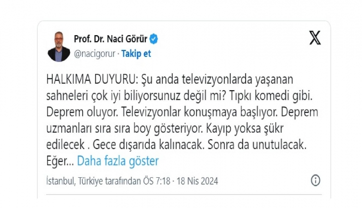 Prof. Dr. Naci Görür, Tokat depreminden sonra açıklama yaptı! Artık harekete geçilmesi lazım...