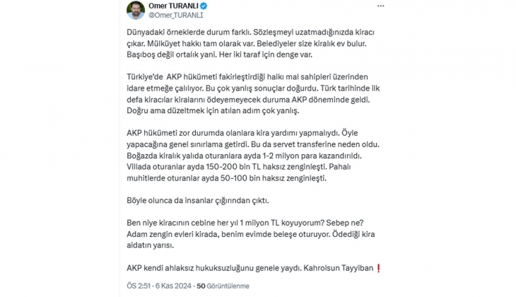 Avukattan yatırım amaçlı konut alımı, barınma hakkının ihlalidir çıkışı!