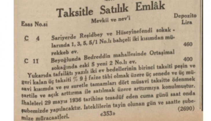 1936 yılında Sarıyer de 3 taksitle satılık ev!