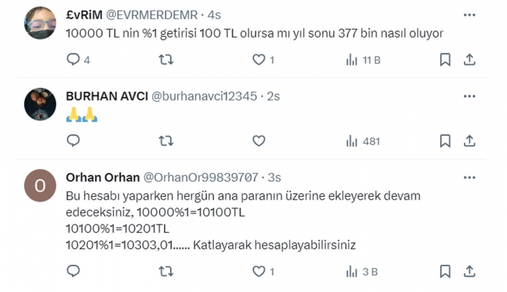 10 bin TL parası olanlar dikkat! Yüzde 1 kazançla 1 yılda 378 bin, 2 yılda 1.5 milyon TL niz olabilir!