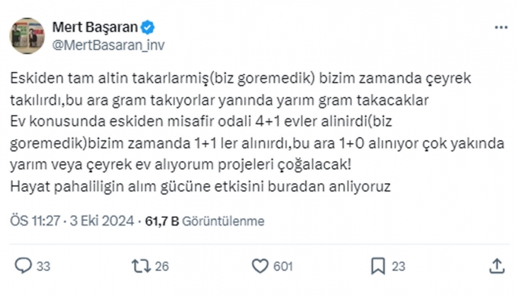 Eskiden misafir odalı 4+1 evler alınırdı, çok yakında yarım veya çeyrek ev alıyorum projeleri çoğalacak!