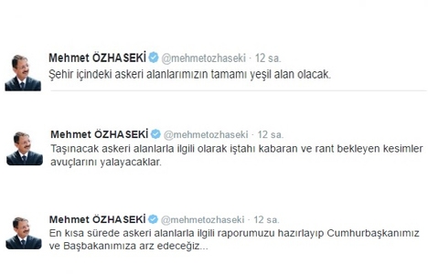 Mehmet Özhaseki: Askeri arazilerden rant bekleyenler avuçlarını yalar!