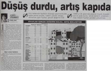 1999 yılında gayrimenkulde fiyatlar gerçek değerine indi!