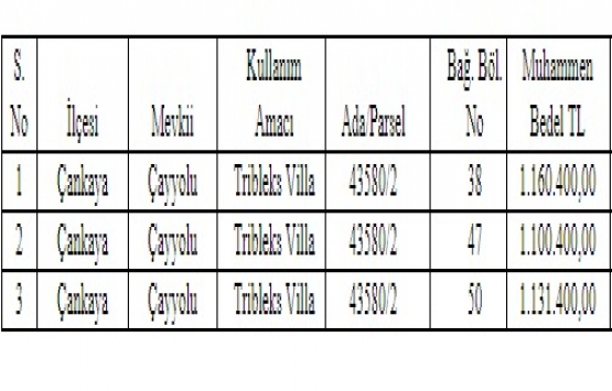 Ankara Büyükşehir den 3.3 milyon TL ye satılık 3 villa!