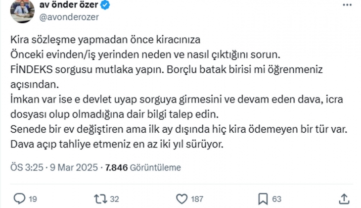 Senede bir ev değiştiren ama ilk ay dışında hiç kira ödemeyenler var diyen avukattan ev sahiplerine uyarı!