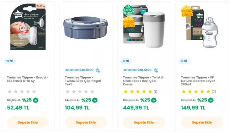 E-bebek ten tüm Tommee Tippee ürünlerinde net yüzde 25 indirim fırsatı! İşte 16 Eylül 2022 fiyat listesi