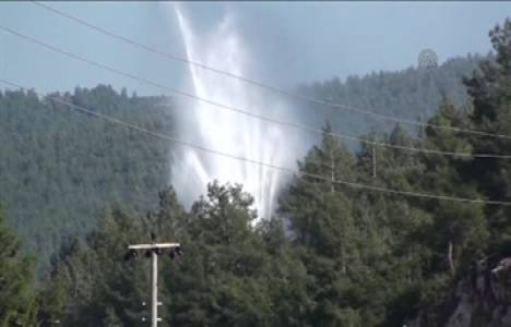 Bodrum'da DSİ içme suyu boru hattında patlama meydana geldi!