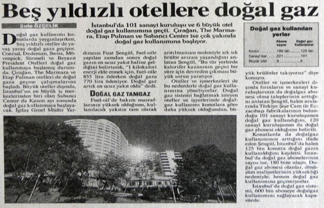 1994 yılında İstanbul da doğalgaz kullanımı yaygınlaşıyormuş!