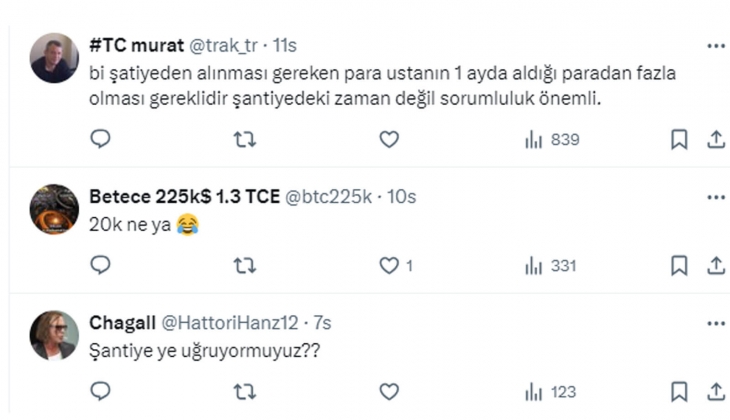 İnşaat sektöründen şantiye şefliği ücretlerine tepki!