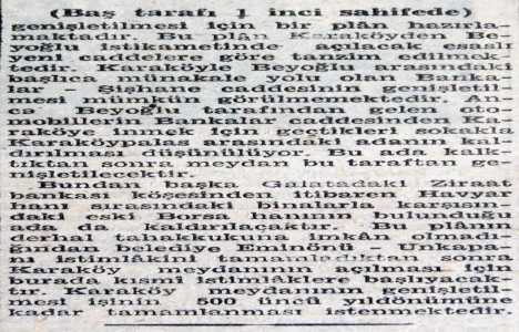 1946 yılında Karaköy Meydanı genişletilecek!