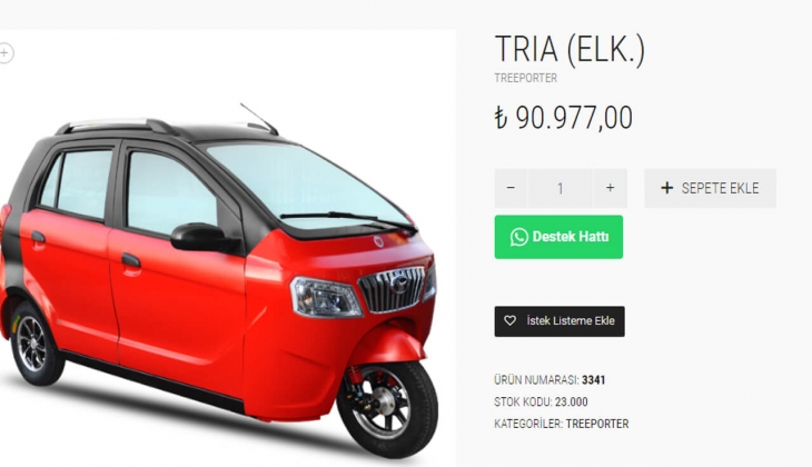Yuki elektrikli üç tekerlekli TRIA aracın yeni fiyatı açıklandı! İşte 16 Ağustos 2022 fiyat listesi...