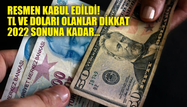 Resmen kabul edildi! Dolar ve Türk lirası olanlar dikkat.. 2022 yılı sonuna kadar süre verildi