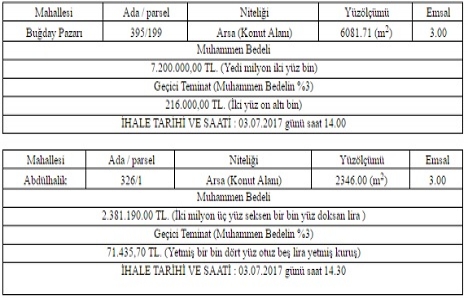 Çankırı Belediyesi nden 9.5 milyon TL ye 2 satılık arsa!