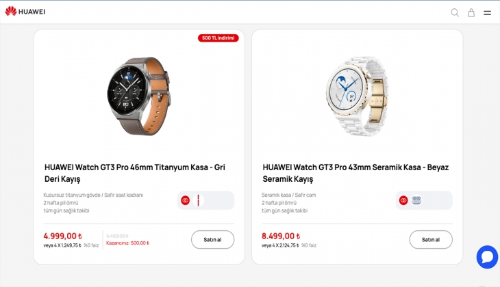 Teknolojiyi kolunuzda taşıyın. Huawei akıllı saatler yüzde 20 indirimle. İşte 19 Eylül 2022 Huawei Watch fiyat listesi