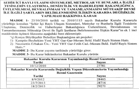 Konya da 2 raylı sistem hattı yapımını bakanlık üstlendi!