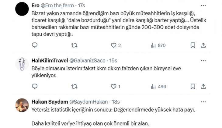 Yeni konut satışlarındaki artışa temkinli bakılmalı: Parası geçen yıl ödenen bir evin tapu devri yeni yapılmış olabilir!