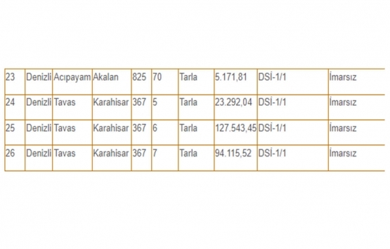 Denizli ve Aydın da 9 milyon TL ye satılık 26 gayrimenkul!