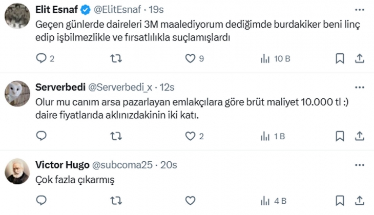 İnşaat Mühendisi Atakan Bakılan hesapladı: 1 metrekare konutun birim maliyeti 26 bin, müteahhite maliyeti ise 33 bin TL!