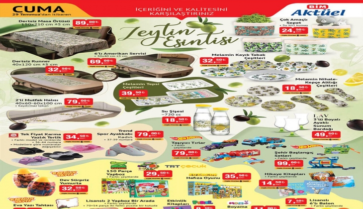 Masalarınız BİM 29 Temmuz Cuma ürünleri ile canlanacak! İşte BİM 29 Temmuz Cuma kataloğu!