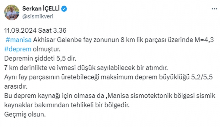 Manisa 4.2 büyüklüğünde sallandı: Yer Bilimleri Uzmanı, 5.5 büyüklüğünde depreme dikkat çekti ve Tehlikeli bölge dedi!