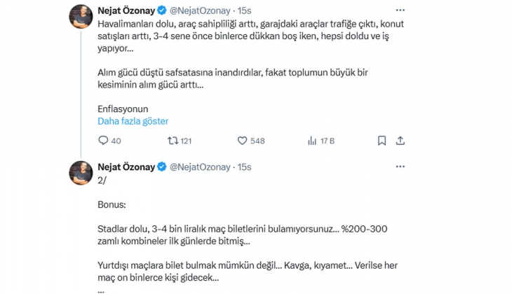 Nejat Özonay: Her 100 kişiden 73’ü kira vermiyor, 27’nin çoğu da eski kiracı! Aslında toplumun alım gücü arttı...