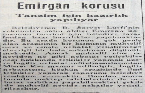 1944 yılında Emirgan Korusu tanzim edilecek!