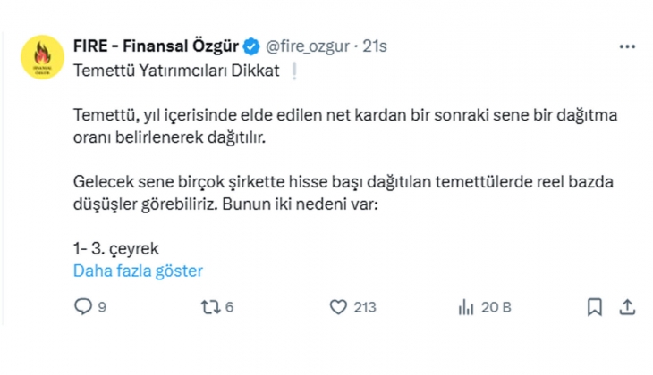 Temettü yatırımcılarına uyarı: Temettü dağıtım oranını negatif etkileyecek durumlara dikkat edin!