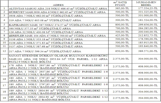 Dalaman da 5.9 milyon TL ye satılık 19 gayrimenkul!