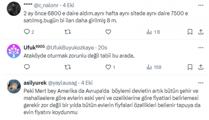 2 ay önce Ataköy de 3 milyon TL ye satılan 1+1 evin fiyatı şimdi 4.5 milyon TL! Arz artmazsa, fiyatı talep belirler!