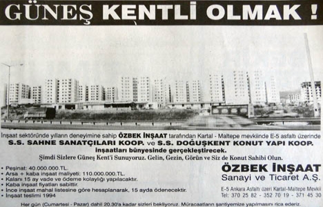1992 yılında Kartal da 110 milyon liraya daire!