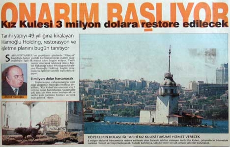 1998 yılında Kız Kulesi restore edilecek!
