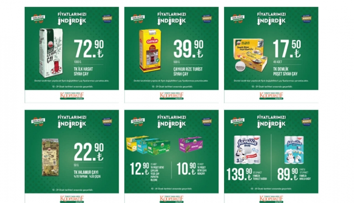 Tarım Kredi online indirim kataloğu açıklandı! Çay, peynir, çikolata, sıvı yağ, et dip yaptı! 15 Ocak 2023 fiyat listesi