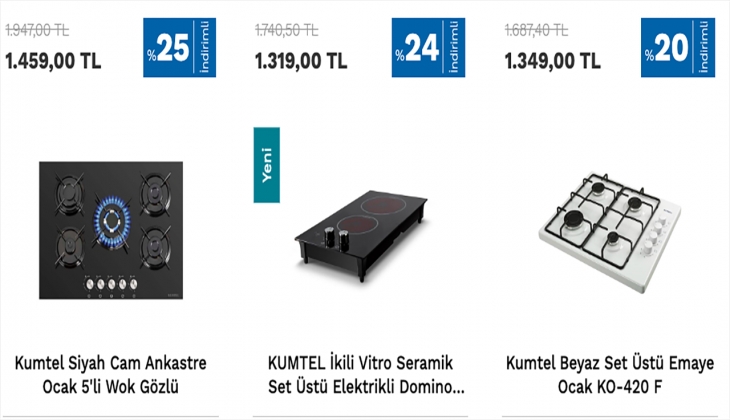 Kumtel’den ankastre ocak ürünlerinde yüzde 25’e varan indirim! İşte 3 Ekim 2022 Kumtel fiyat listesi!