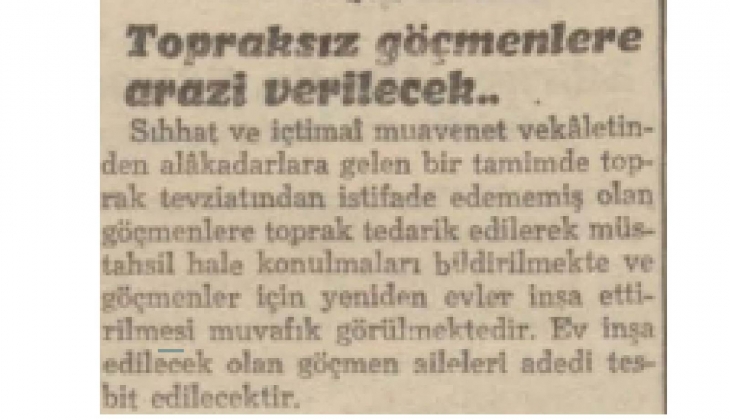 1941 yılında göçmenlere arazi verilmiş! 
