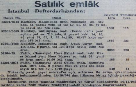 1946 yılında Uzunçayır Caddesi'nde 2.020 metrekare arsa 3 bin liraya satılacakmış!